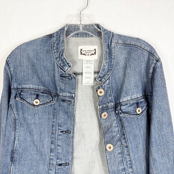 Levi Strauss Large Denim Jacket Blue Jean Button Down Cotton Stretch 361 - Picture 3 of 9